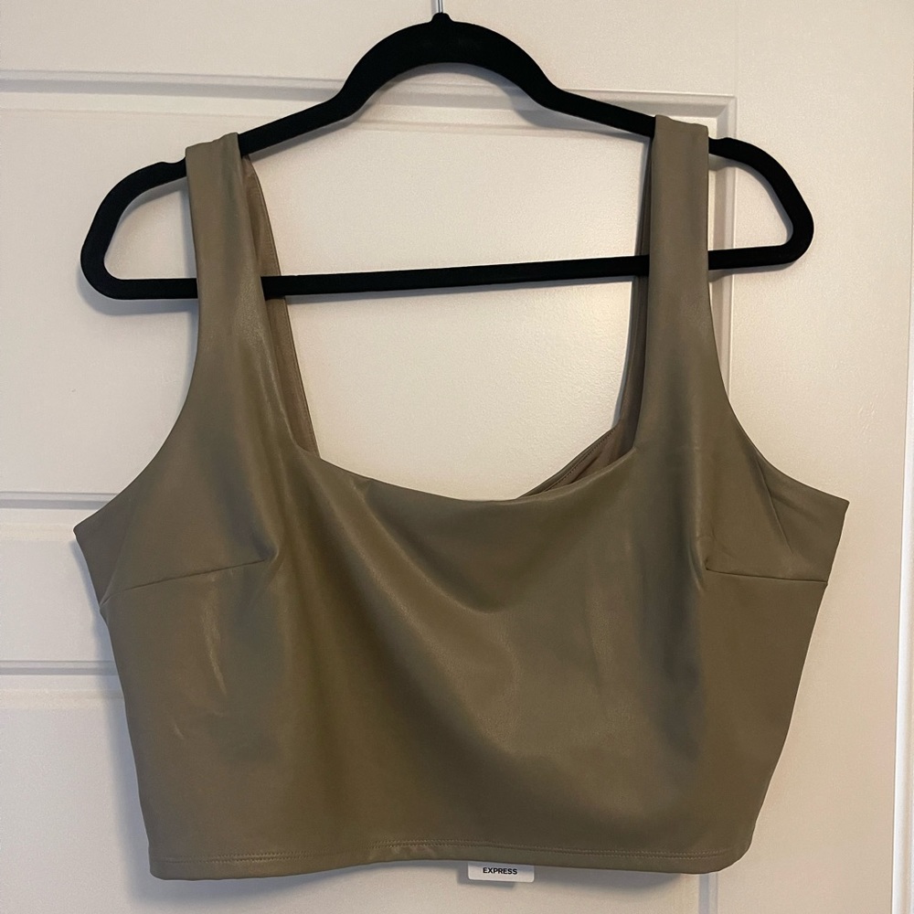 Body Contour Faux Leather Square Neck Cropped Tank Size XL NWT
